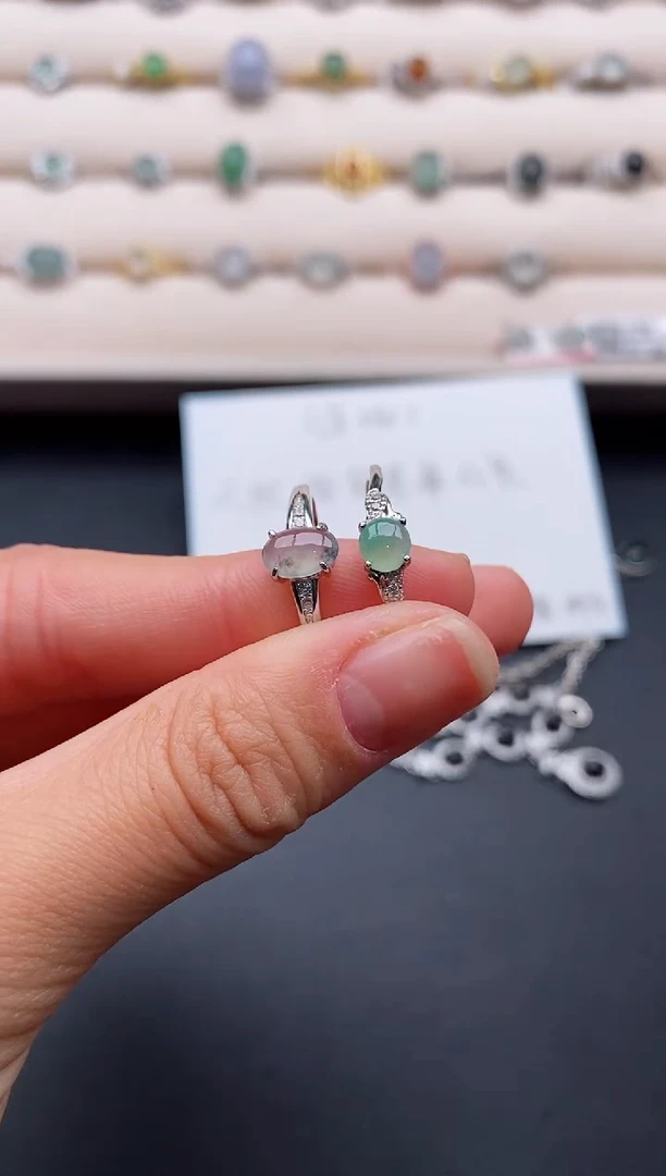 银S925镶嵌戒指翡翠4444444+9