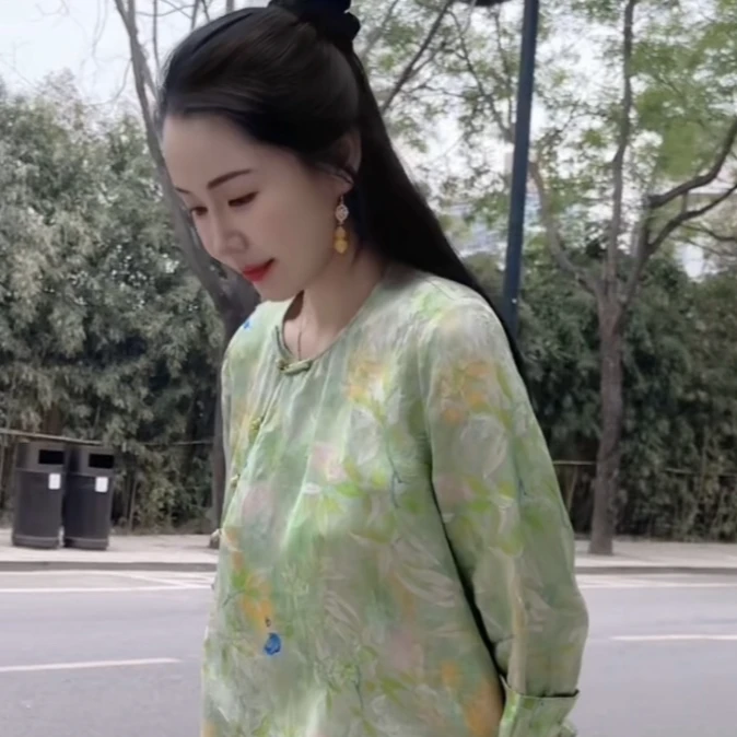 东方茉莉 芳华设计新中式复古提上衣国风圆领提花上衣FH-B015