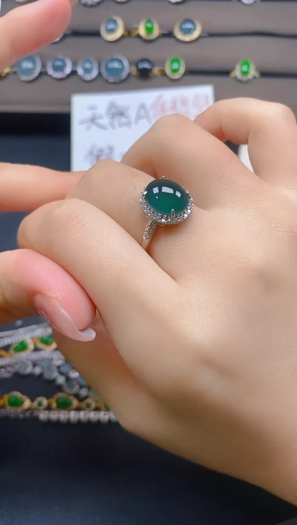 翡翠戒指银S925镶嵌1212