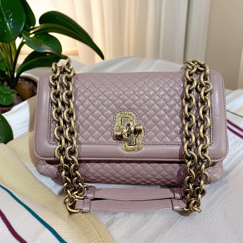 95新 BOTTEGA VENETA/葆蝶家 紫色链条包 1182 4191