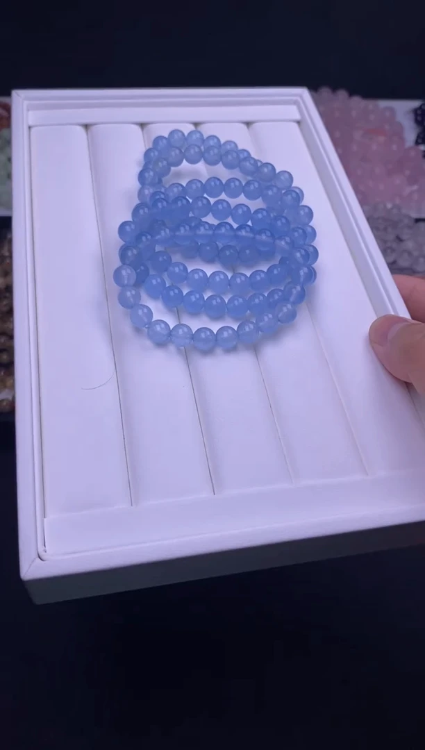 玛瑙/玉髓手串未镶嵌8mm蓝玉髓玛瑙