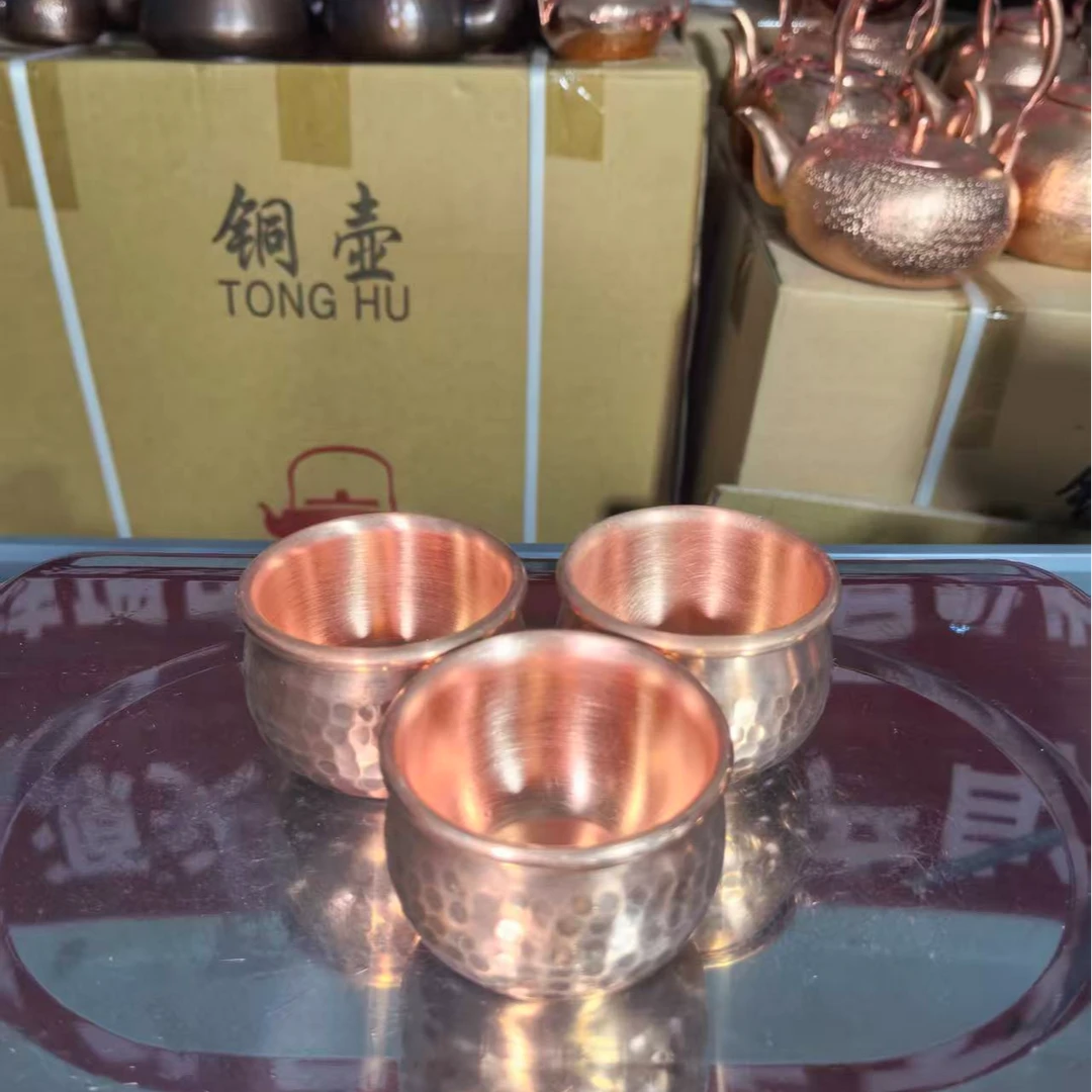 小牛铜艺纯紫铜茶杯酒杯双层杯主人杯