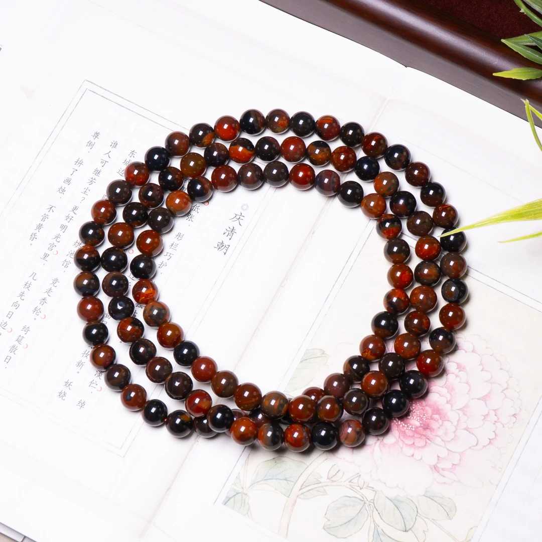 包浆南红蓝皮108佛珠8.5mm+【承禧原矿】SSH10-9352多样性其一