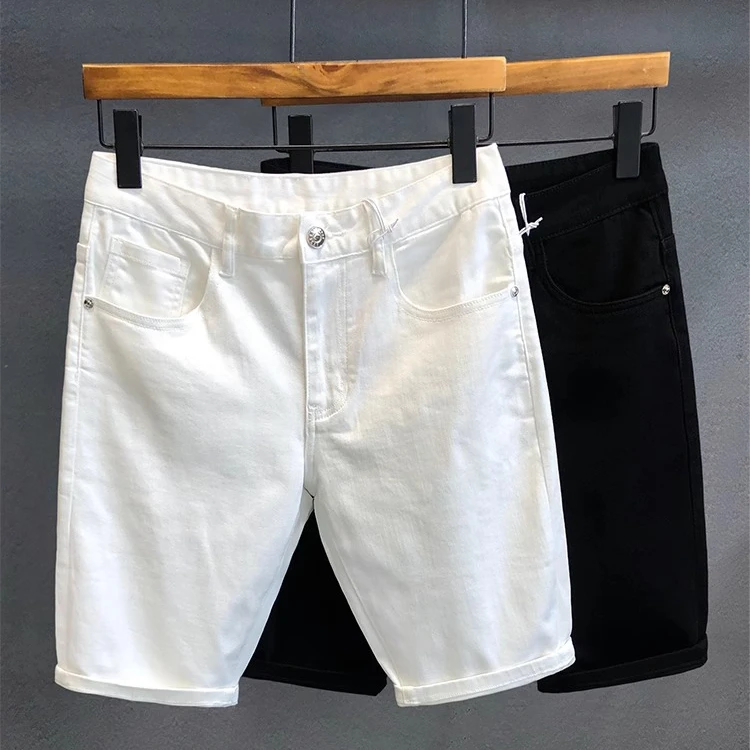 超质感超舒适亲肤透气简约黑白色牛仔短裤男合体直筒夏季五分裤男