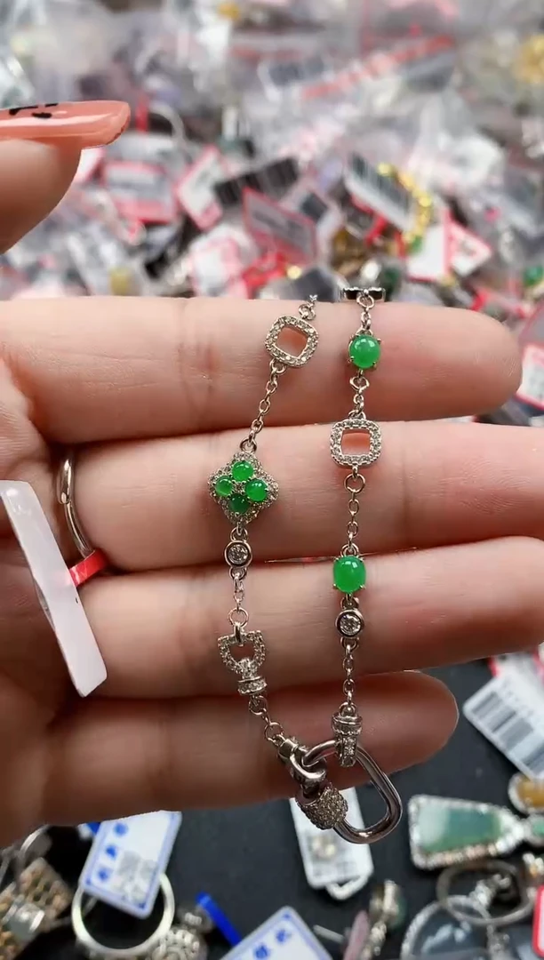 银S925镶嵌戒指翡翠天然A货缅甸翡翠