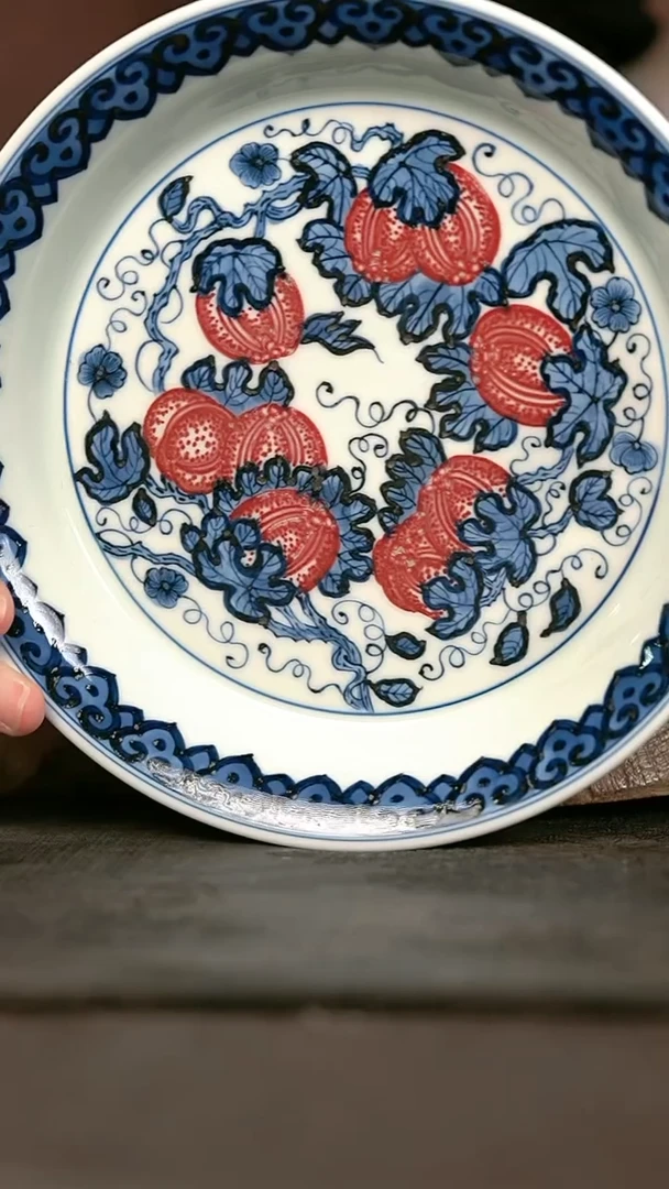 手绘手绘高温现代瓷  气  南瓜壶承17.5cm