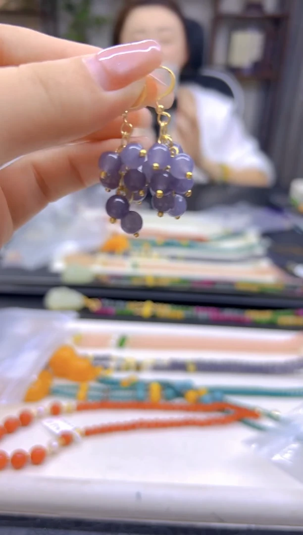 和田玉14K金镶嵌耳饰DIY款E848