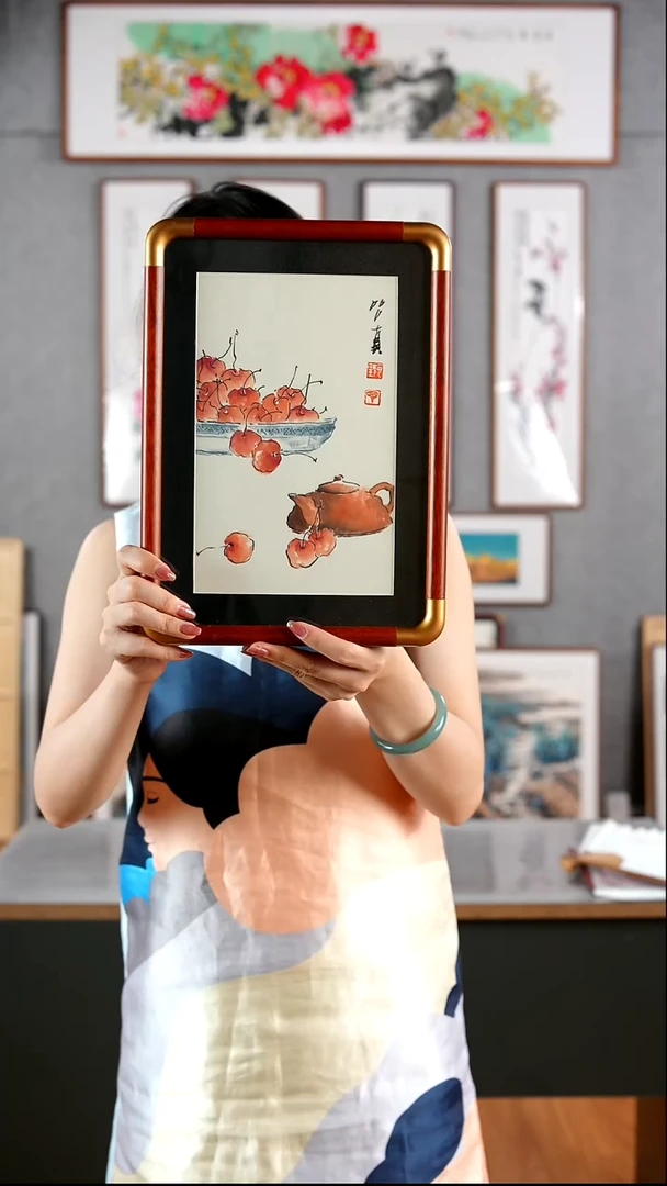 国画阿里丁《品真》手绘摆台23*32