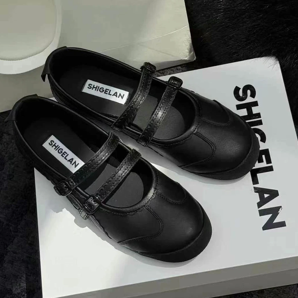 诗歌兰女鞋25新款时尚百搭舒适平底玛丽珍鞋芭蕾舞鞋