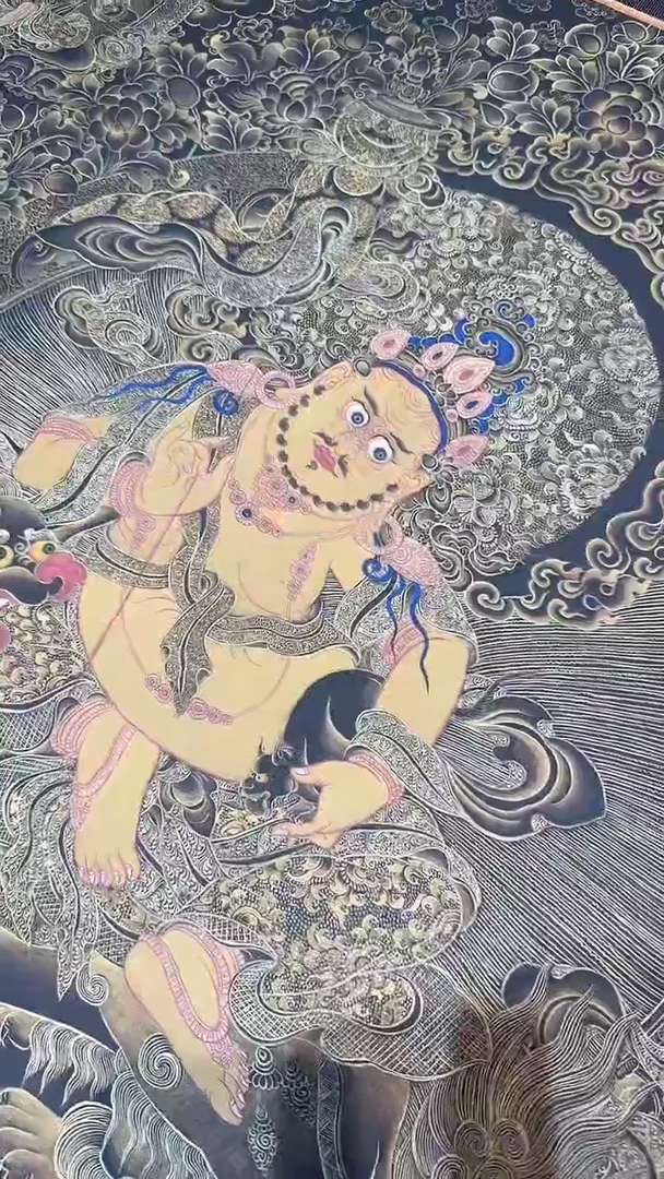 卷轴画【主播精品】高端卷轴画——唐卡AA98黄财神