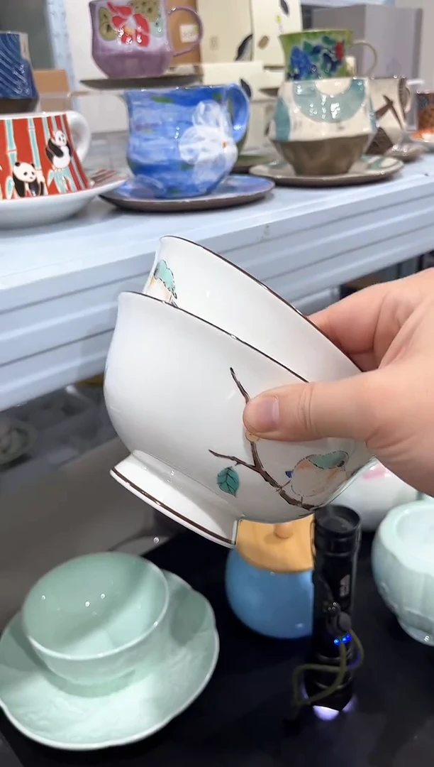 杯子骨瓷（简装）6.3寸小鸟面碗蓝个