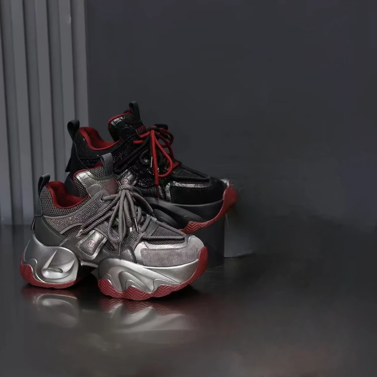 老爹鞋潮鞋2025秋冬季新款运动鞋网面加绒潮流百搭增高女鞋休闲鞋