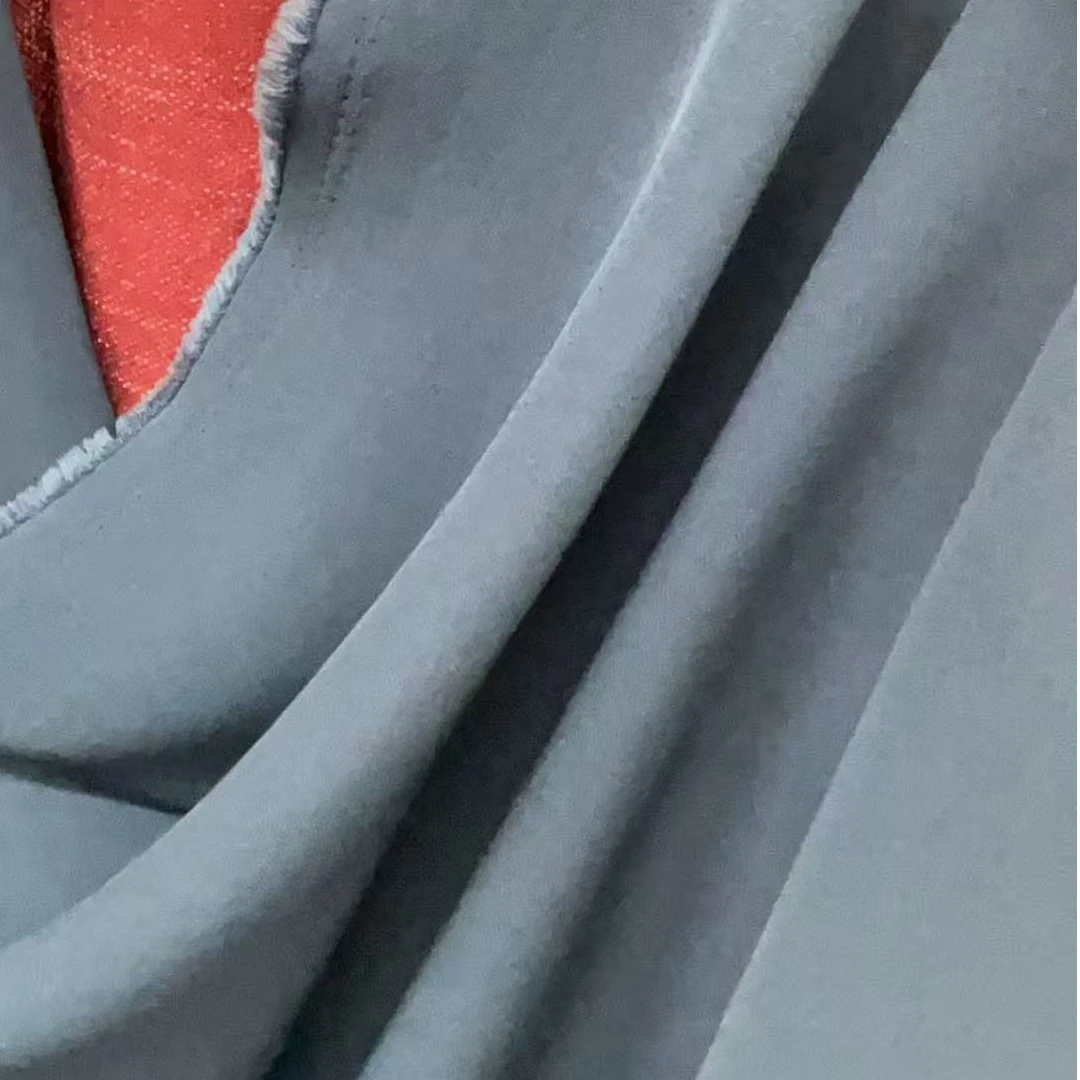 舒雅来信 日本三菱醋酸D*F定单面料哑光藏青灰服装布料 宽140CM