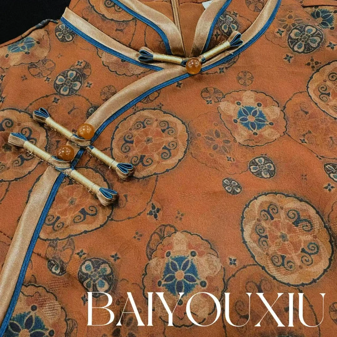 白幼秀【港款】新款2025复古时尚优雅中式立领港风旗袍3533