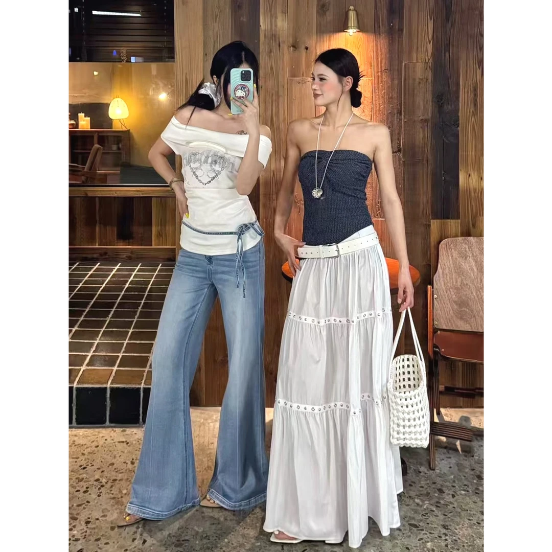 松紧腰独特大裙摆半身裙女夏季新款高腰遮胯显瘦宽松垂感长裙