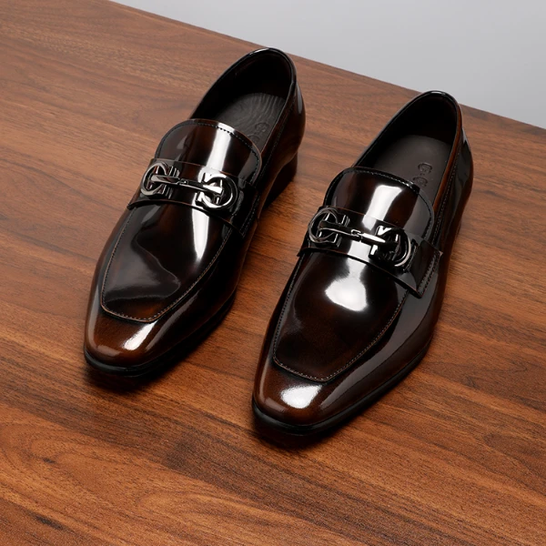 【手工擦色】头层牛皮商务休闲乐福鞋男真皮英伦风小方头一脚蹬皮鞋