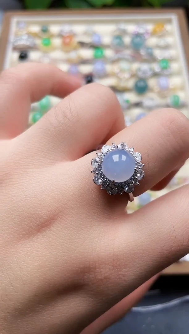 银S925镶嵌戒指翡翠88