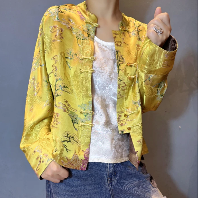 【流光】新中式提花开襟秋季外套盘扣开衫中国风女装