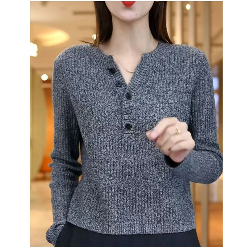 安可拉红秋冬季气质显瘦百搭休闲轻奢长袖外穿打底针织衫女宽松版