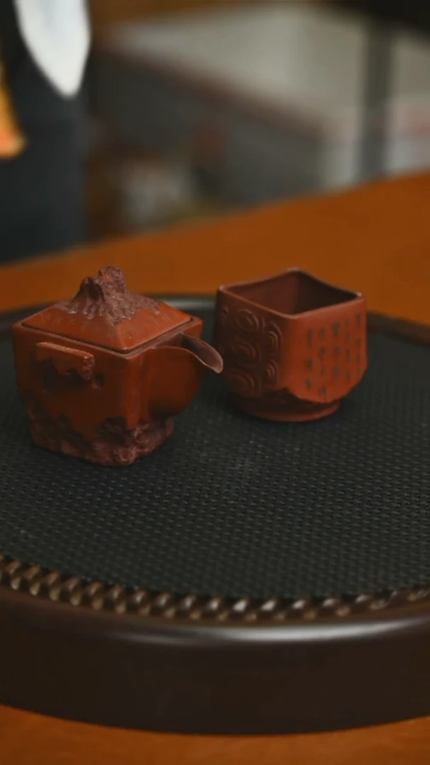 茶壶紫砂宜兴紫砂还原烧粉浆款佛龛手抓+富甲杯