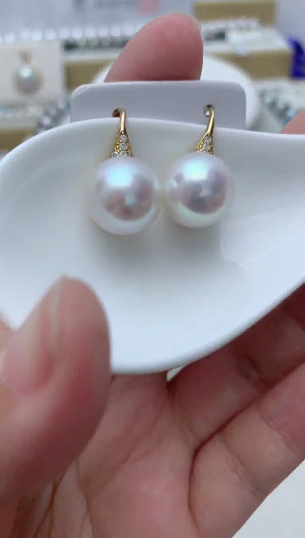银S925镶嵌耳饰淡水珍珠w74