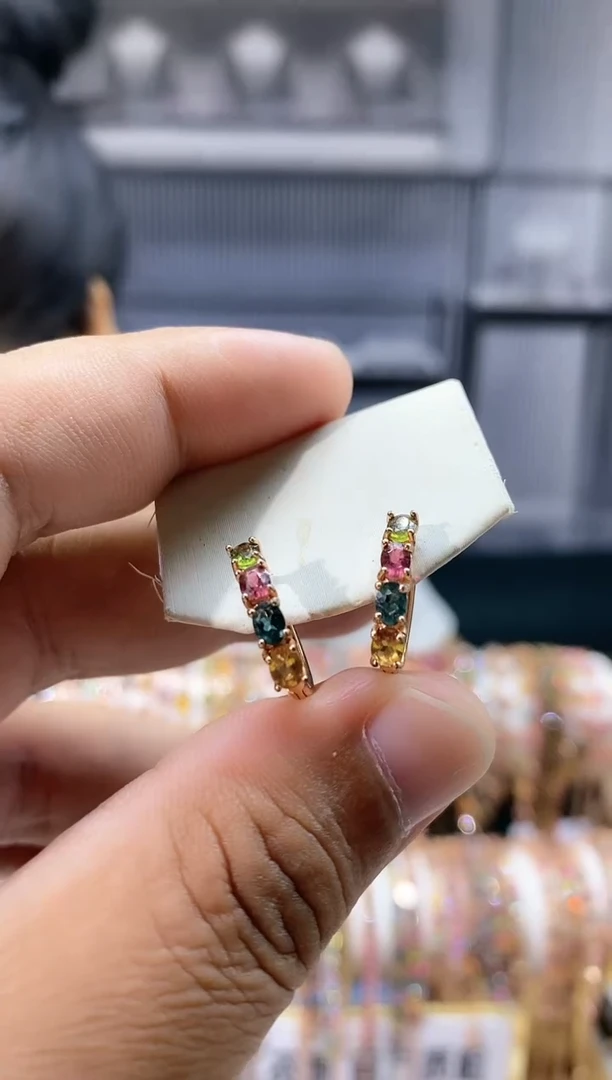 银S925镶嵌耳扣碧玺54354354354354