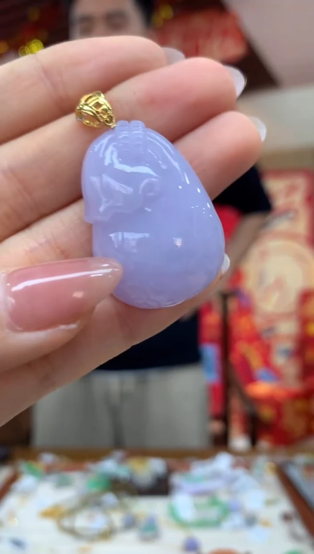 吊坠(不含链)18K金镶嵌翡翠钱袋