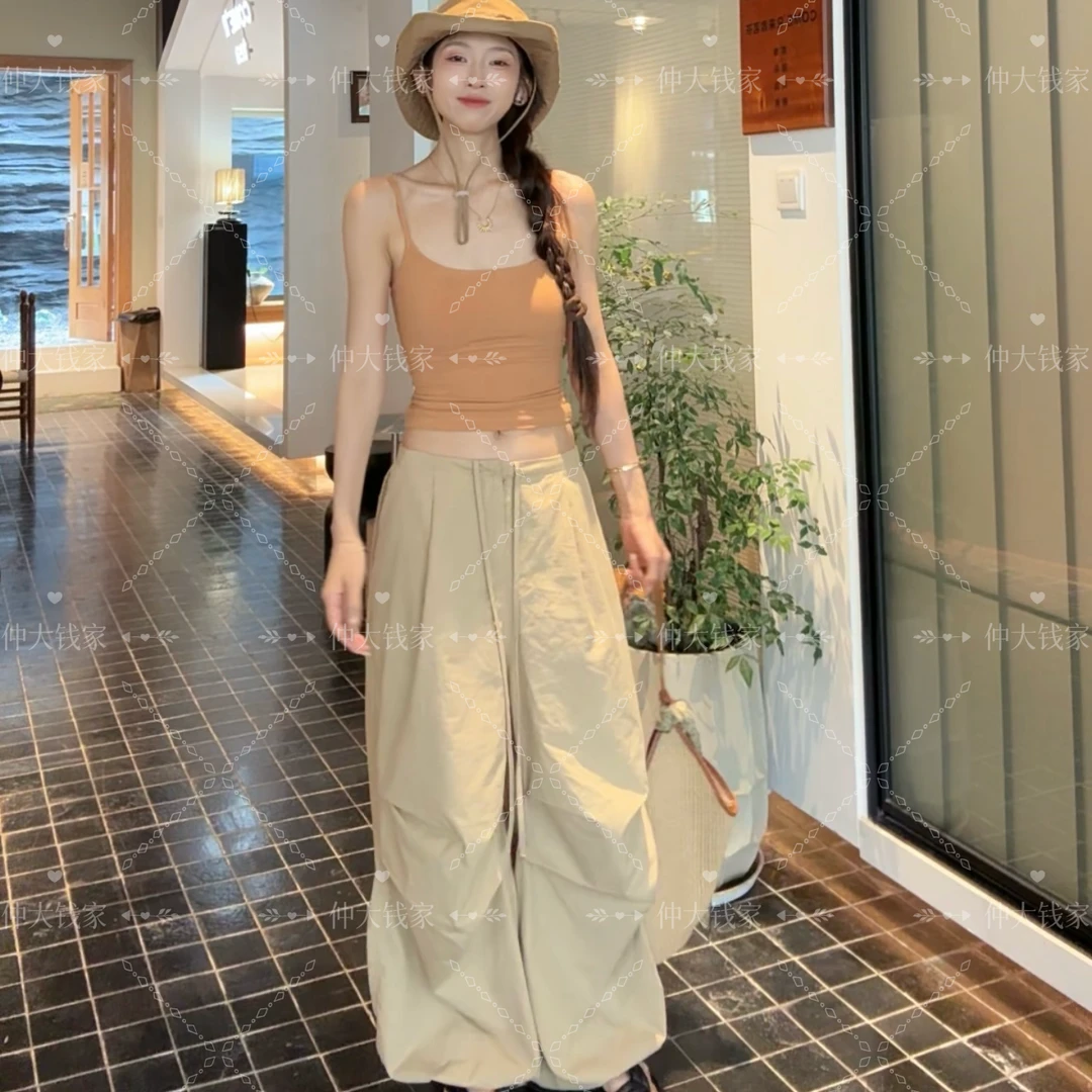 【8188】新款美式抽绳松紧腰束脚裤显瘦显高工装裤