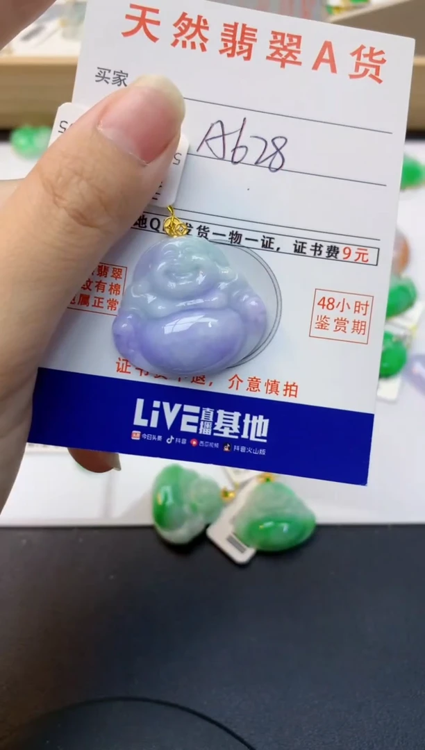 颈饰18K金镶嵌翡翠天然缅甸A货翡翠百元以上9元证书费自理