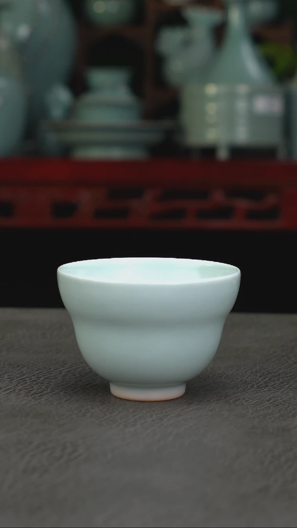 侯全力月白葫芦杯精品无纹~帆