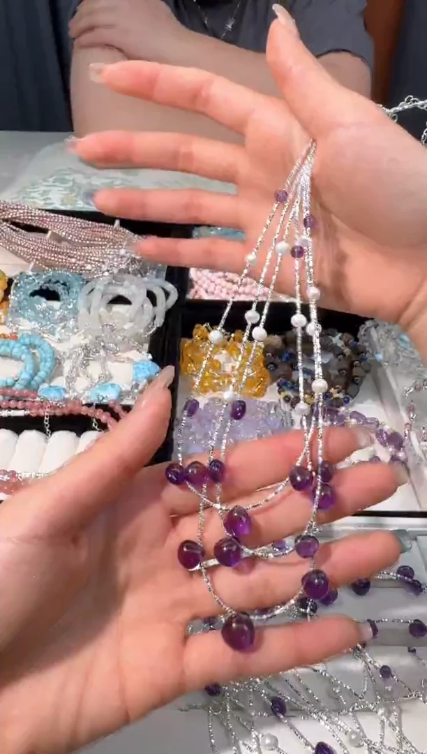 【闪购商品】水晶颈饰银S925镶嵌A007乌拉圭水滴项链