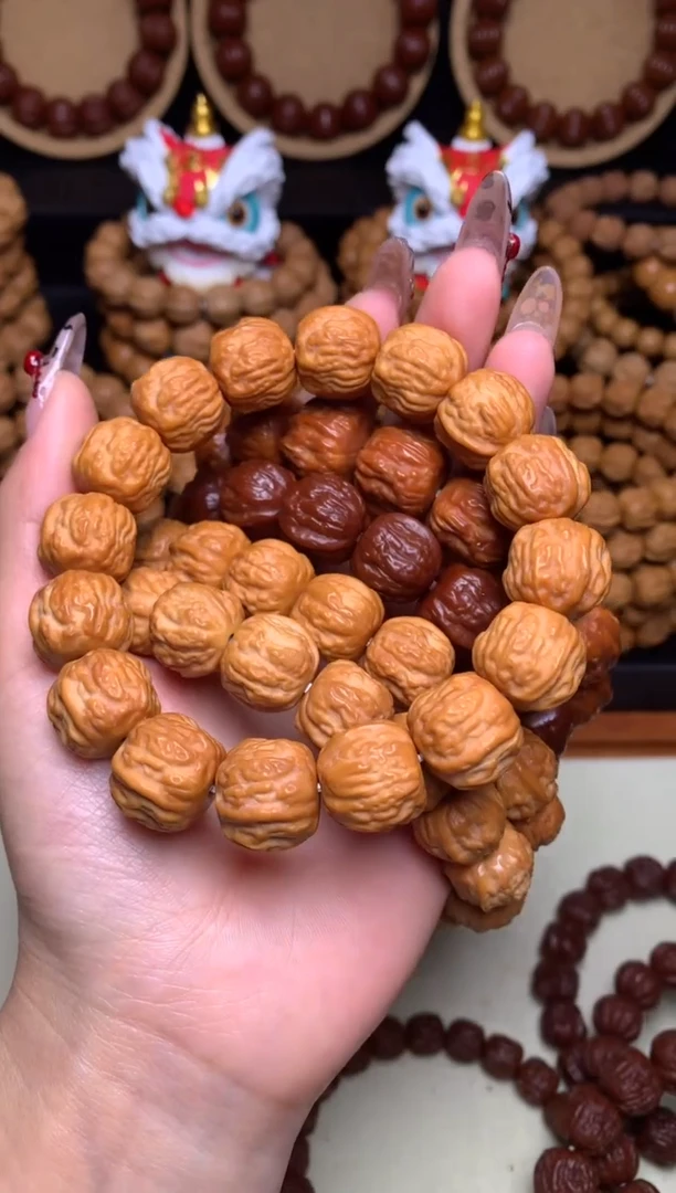 【闪购商品】文玩核桃手串15-16mm金蟾蛤蟆头龙炎料深雕全品