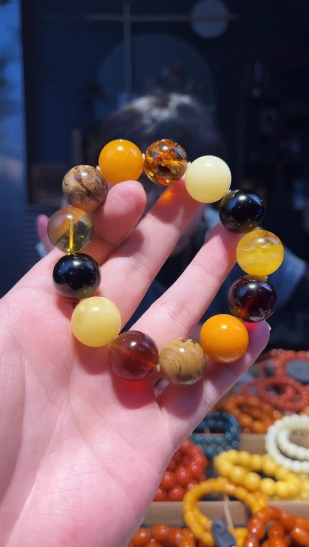 手串琥珀未镶嵌多宝手串18+