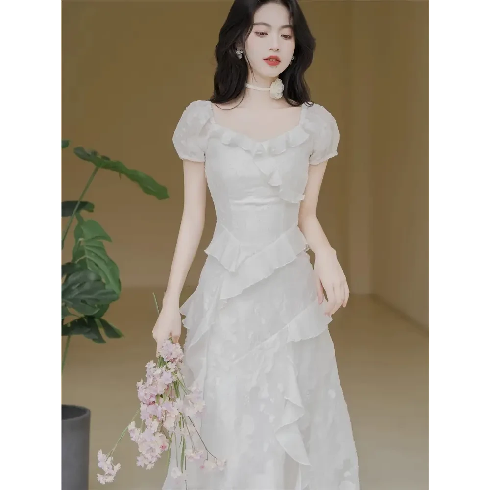 2025初夏穿搭胖mm法式温柔超好看收腰修身显瘦韩系独特别致连衣裙