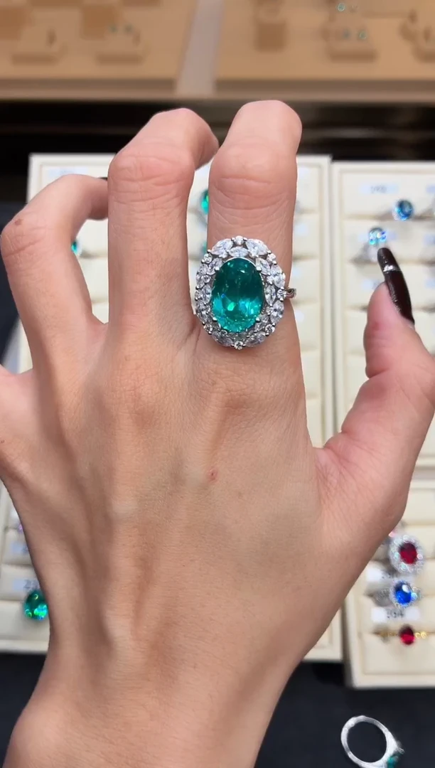 无925银无品牌 925银 轻奢女神款霓虹电光蓝系列