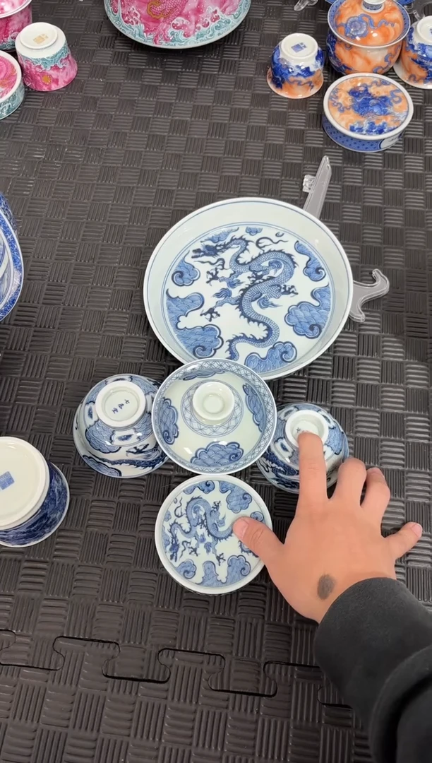 盖碗瓷?**伟景德镇陶瓷茶具七丞堂穿云龙套组