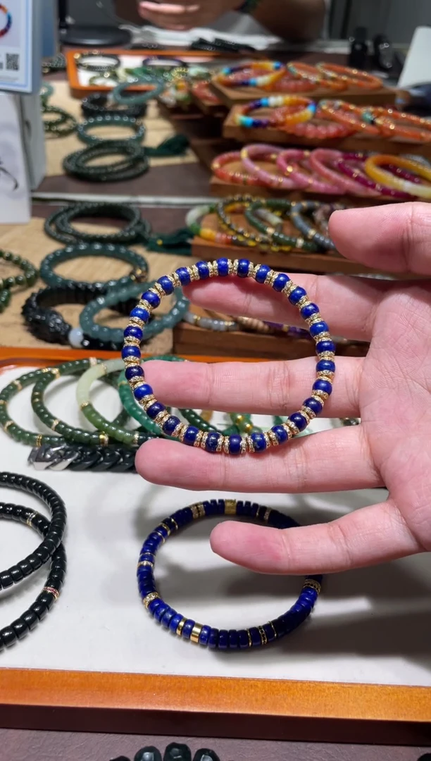 未镶嵌青金石手串6mm汉堡珠青金石手串