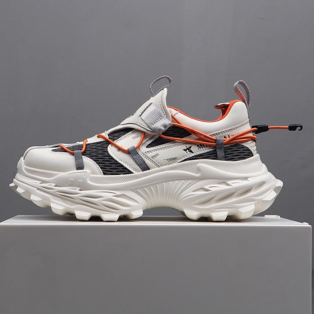 okkdey软底轻便老爹鞋男秋季透气网纱透气百搭休闲运动鞋厚底潮鞋