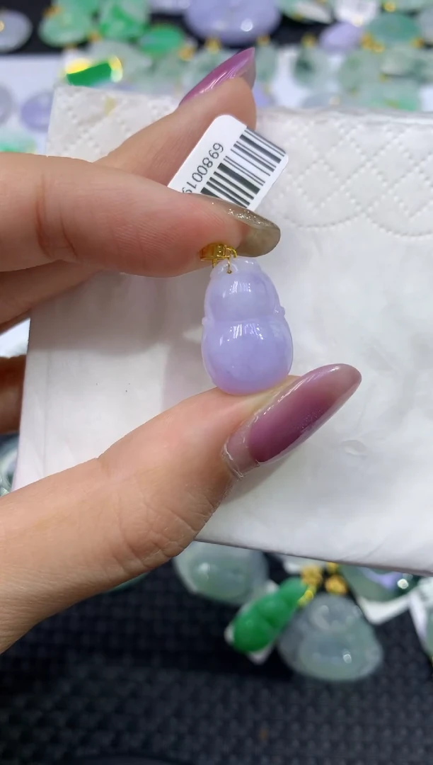 颈饰18K金镶嵌翡翠天然缅甸翡翠A货