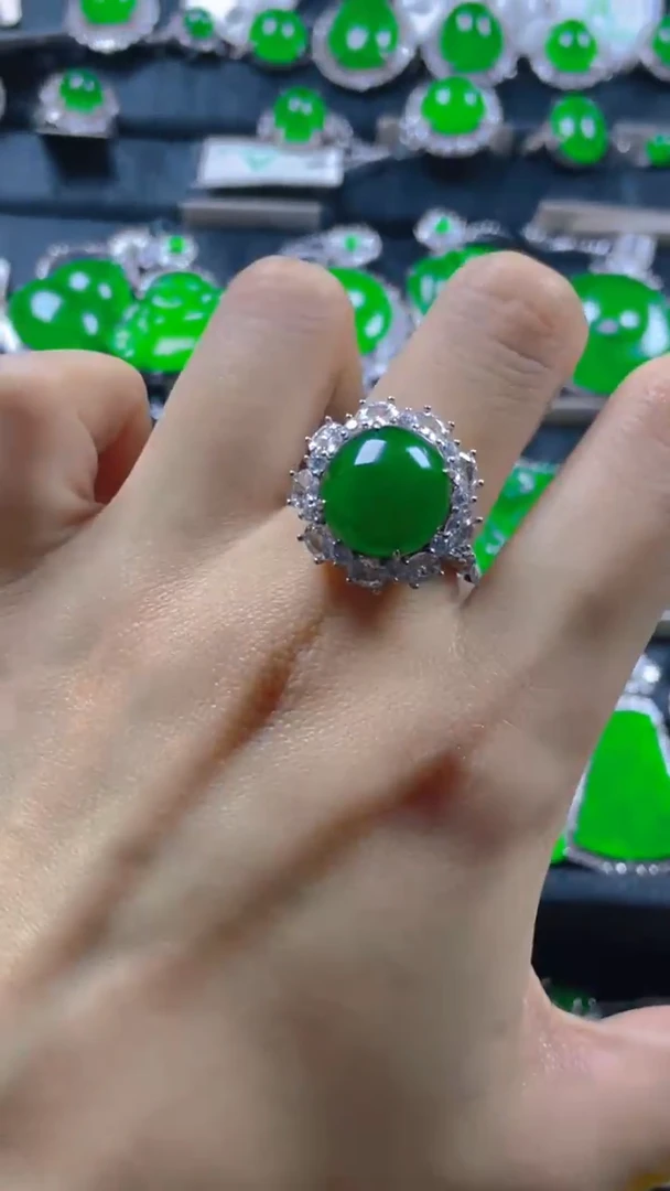 银S925镶嵌戒指翡翠11