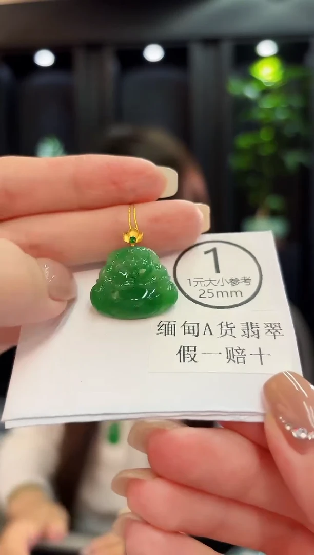 颈饰18K金镶嵌翡翠缅料A货/支持复检/一件