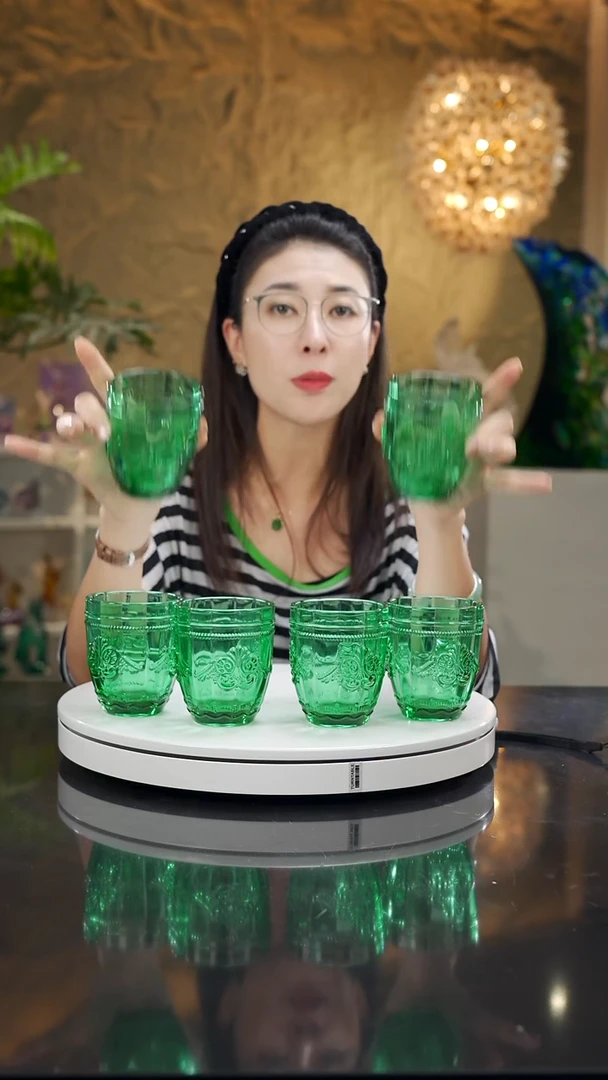 手工艺品琉璃福利绿色水杯一套8只
