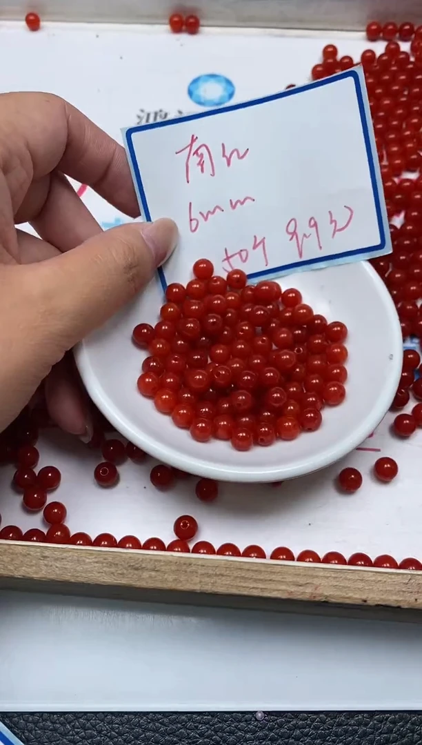 南红玛瑙散珠未镶嵌C536 柿子南红6mm50个9.9元