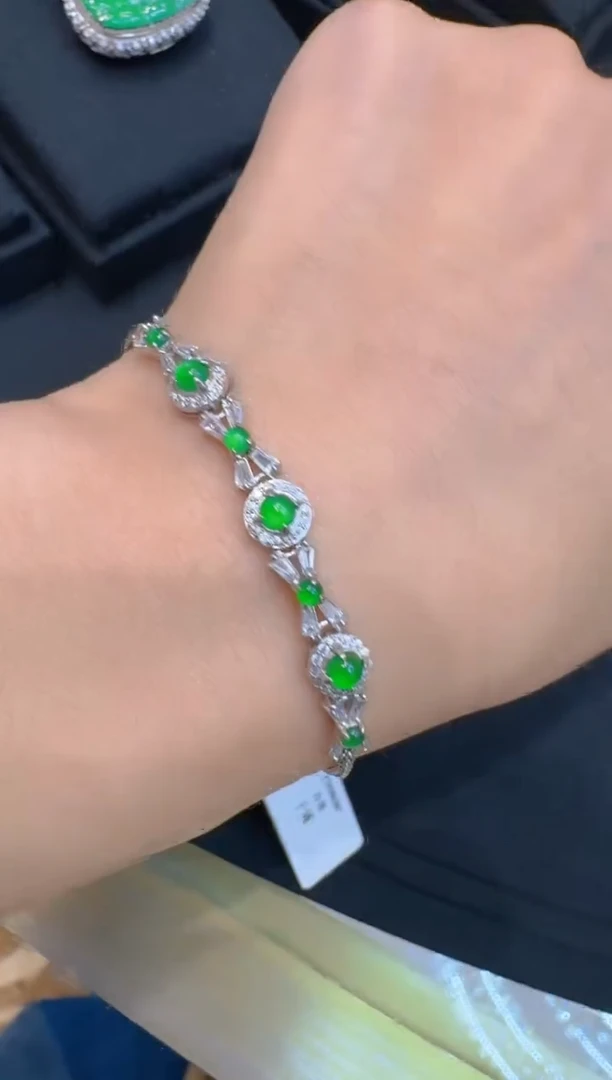 银S925镶嵌手链翡翠多样性团购发一件