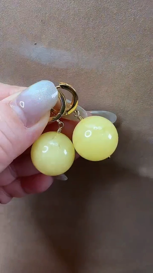 琥珀颈饰未镶嵌耳环