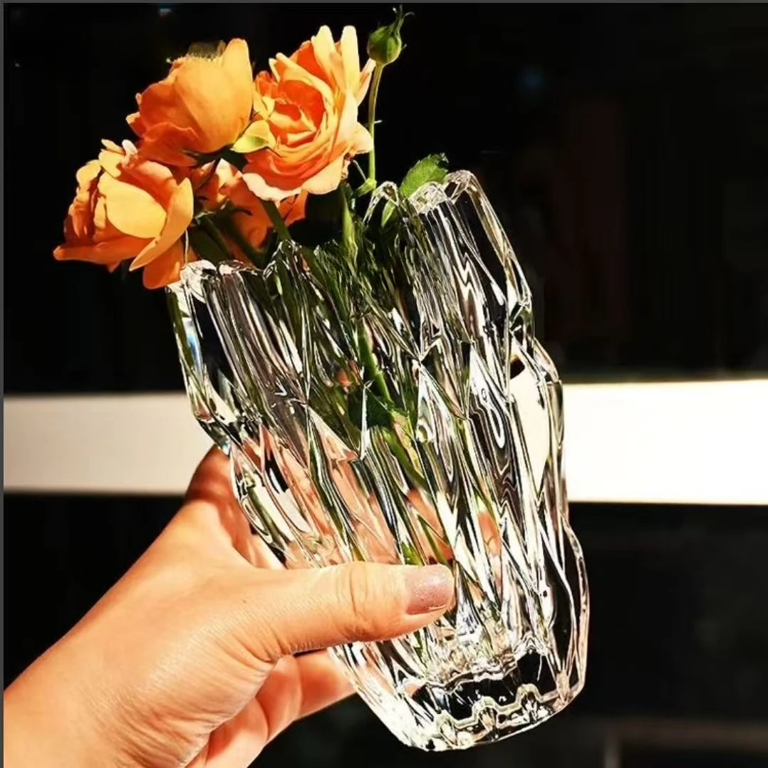 轻奢水晶玻璃透明水养富贵竹鲜花高级感创意客厅餐厅餐具