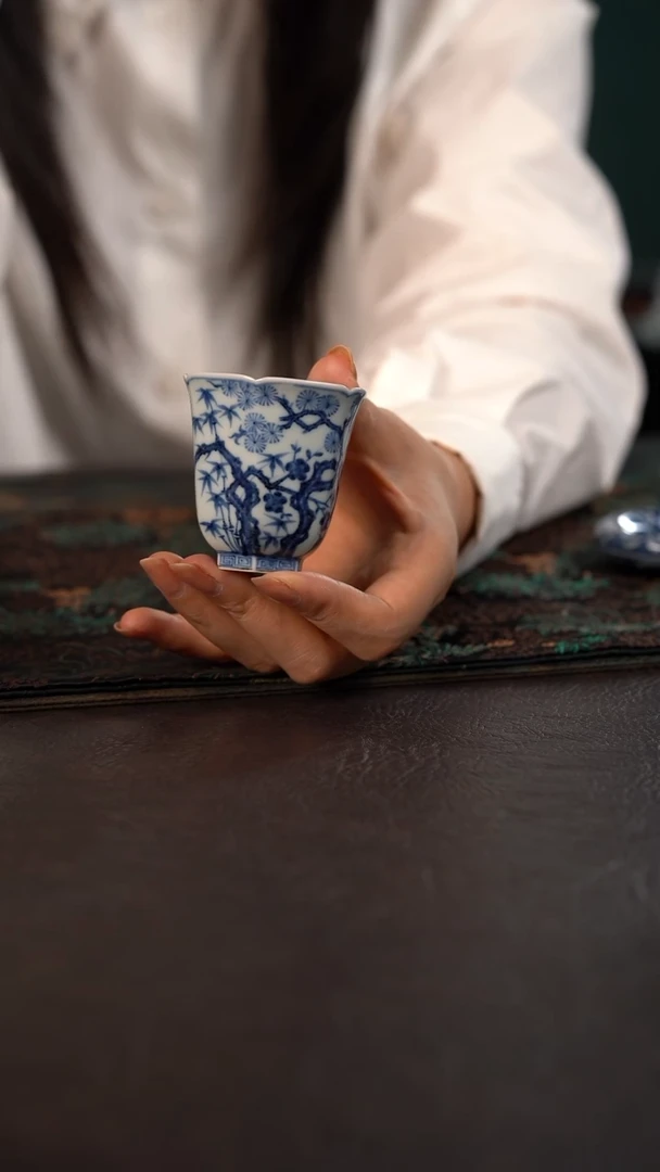 研山琢器松竹梅六方闻香杯