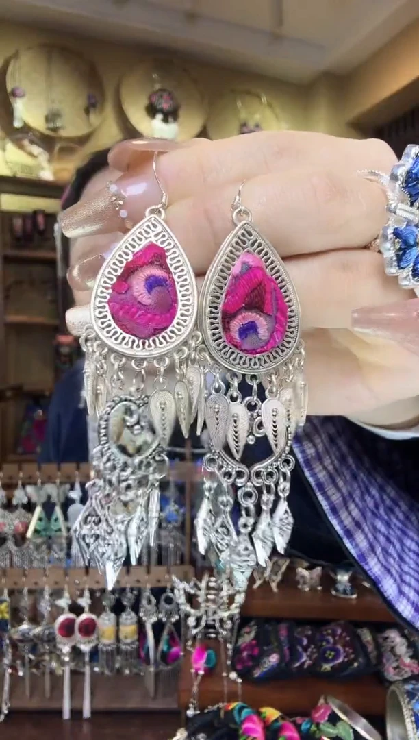 刺绣非遗刺绣民族风耳环