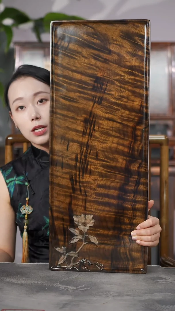 金丝楠满花云彩水波花卉系列茶盘083