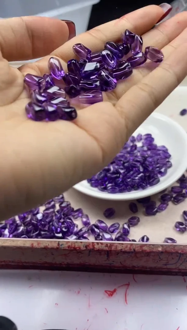 【闪购商品】水晶颈饰未镶嵌w2339紫水晶扭扭珠9*6mm*10颗